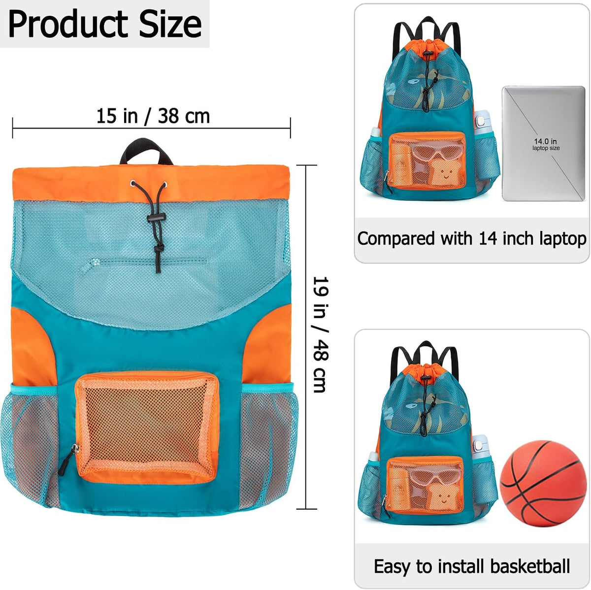Swim Bag for Kids Mesh Drawstring Backpack for Boys Sport Gym Sackpack