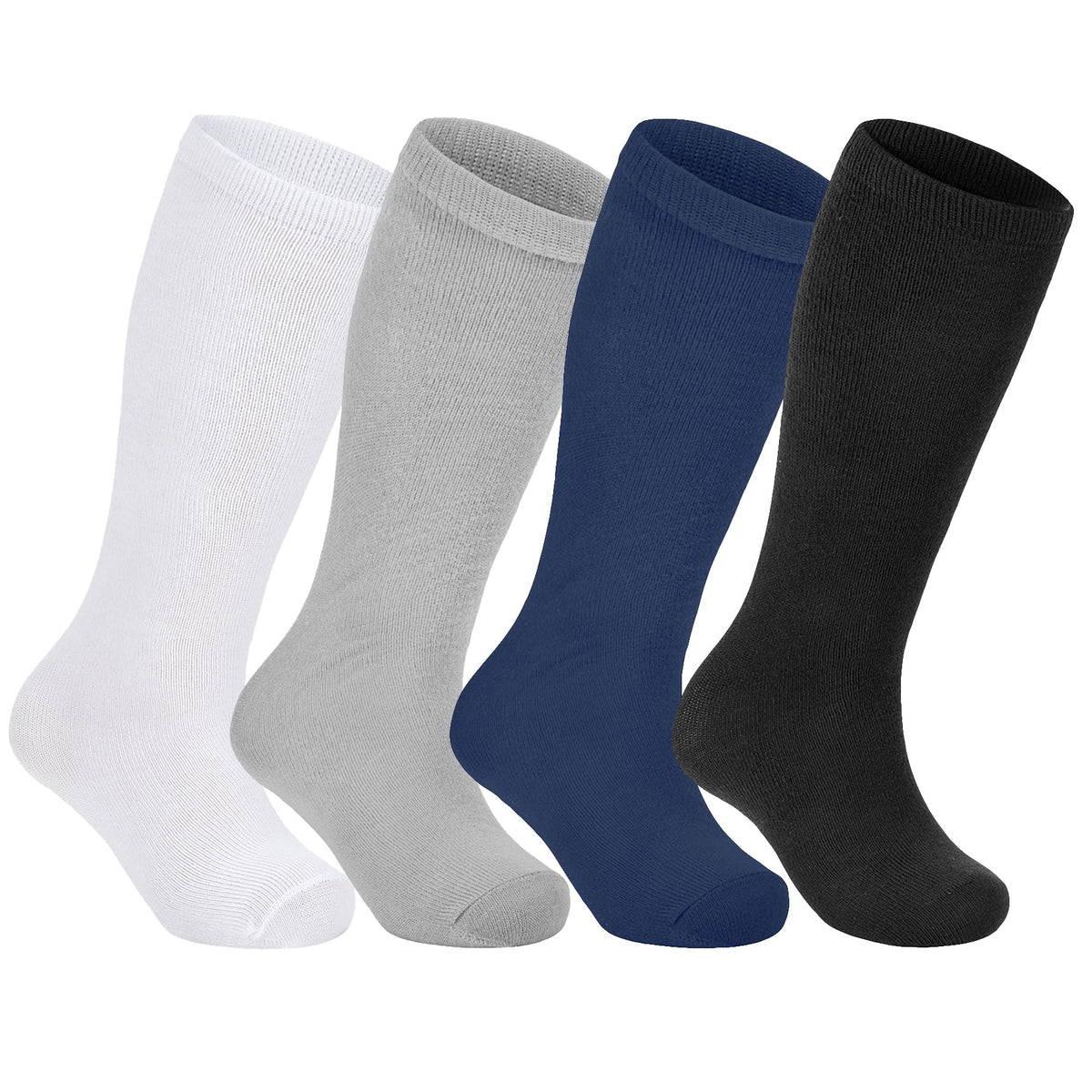 Zando 4 Pairs Kids Soccer Socks Athletic Youth Boys Girls Knee High Socks