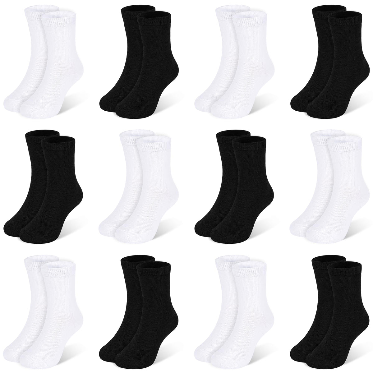 Kids Socks 12 Pairs Crew Socks for Toddler Boys Girls 1-14 Years