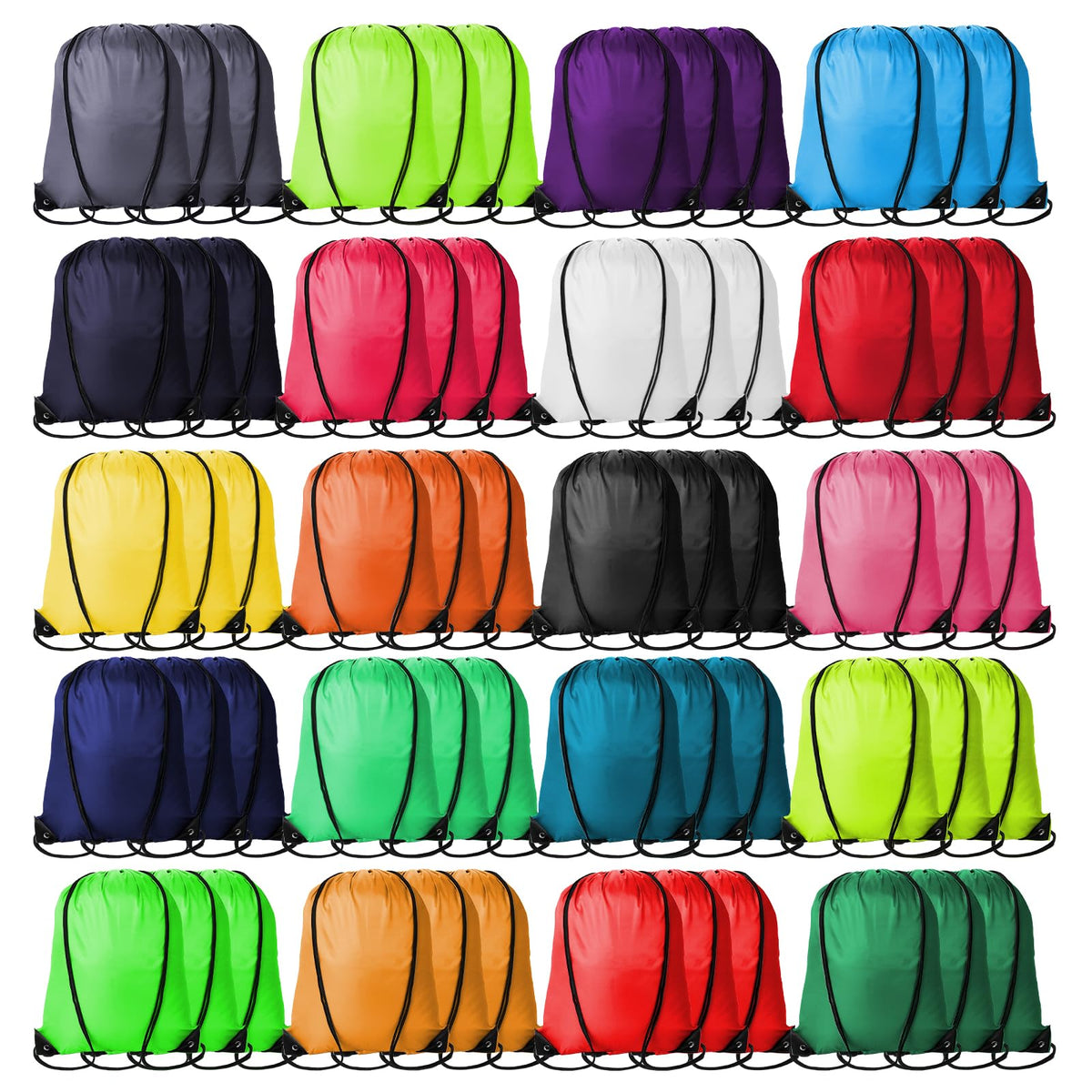 Kuhome 6Pcs Drawstring Backpacks Bulk String Bag Cinch Sack Pack Storage Knapsack Polyester Gift Bags Sports Drawstring Bags for Trip Gym Party Bags(6 Colors)