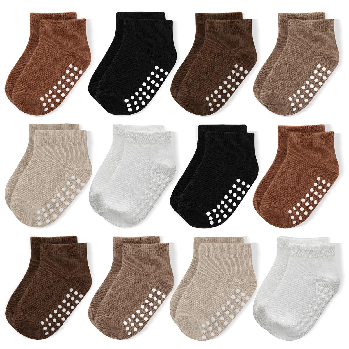 Baby Non-Slip Ankle Socks 12 Pack Soft Cotton for Infant Toddlers Girl Boy