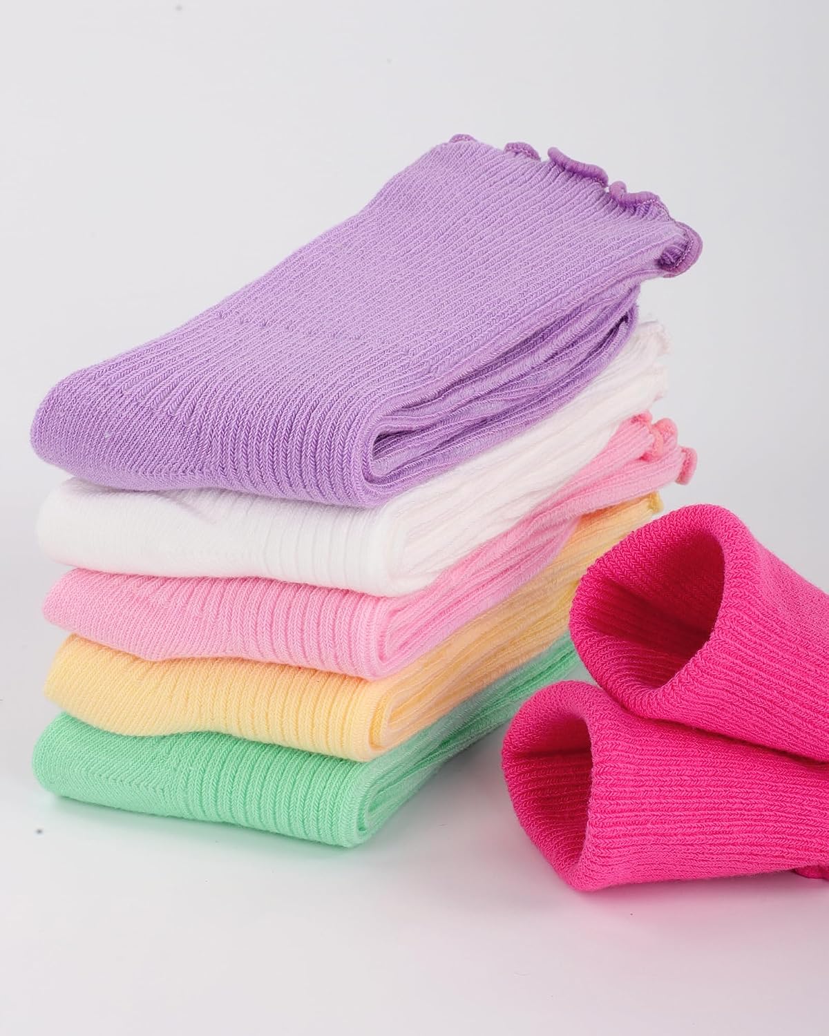Witwot Ruffle Socks for Girls Kids Toddler Turn Cuff Dress School Uniform Sock