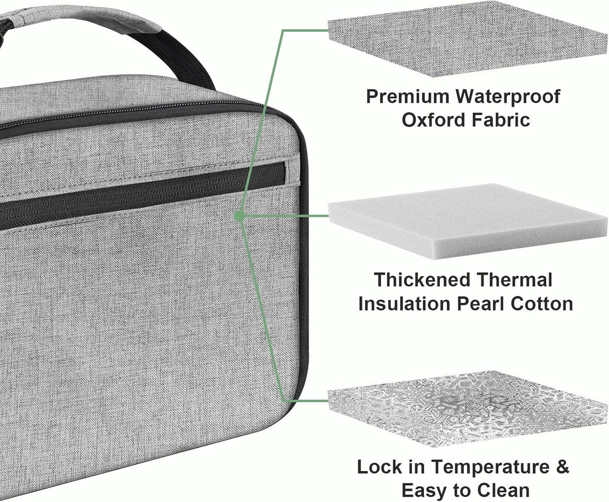 Kids Lunch Box for Boys Girls Lunch Bag Insulated Durable Lunchbox Children Lunch Tote Bag for School Grey