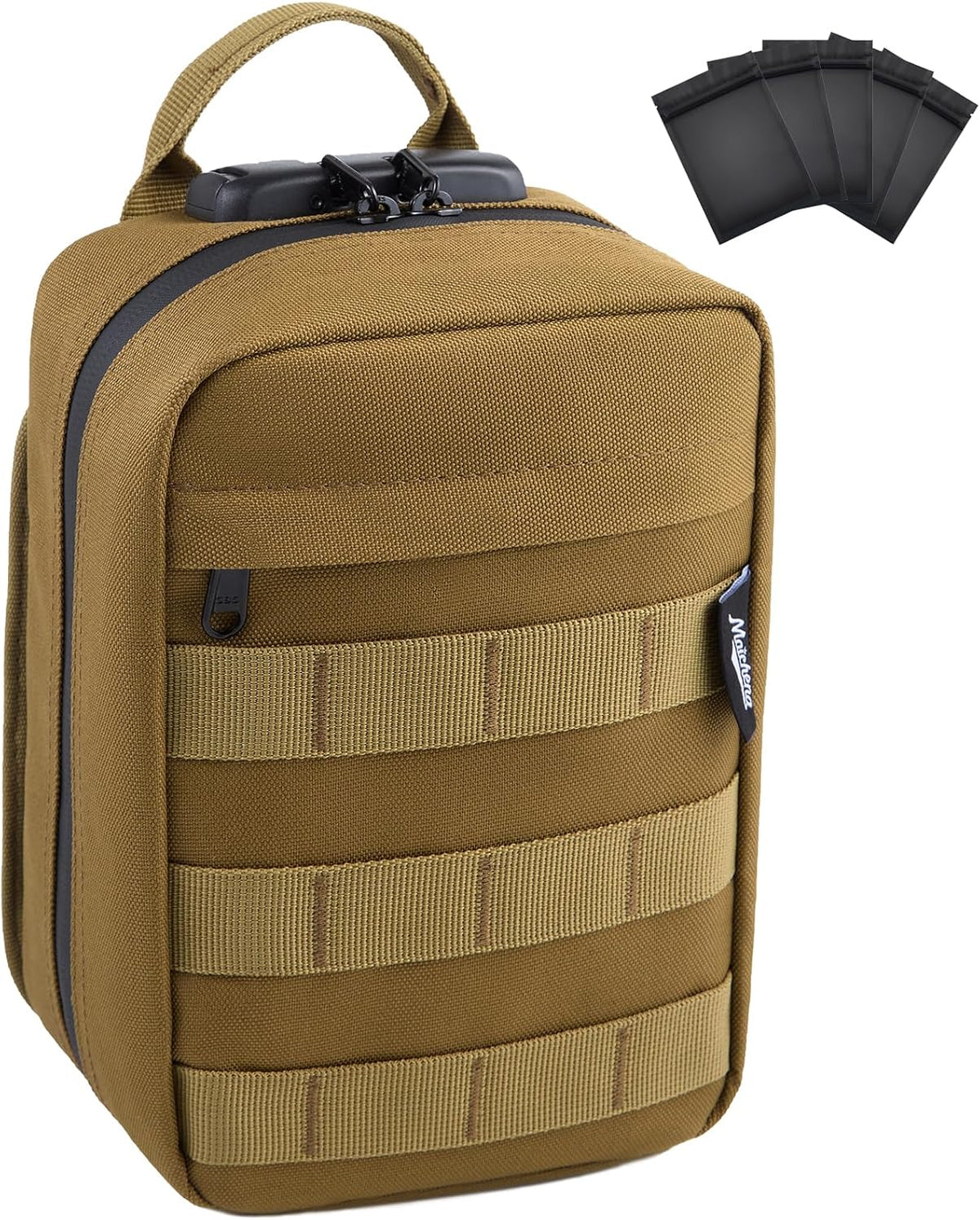 Smell Proof Bag with Combination Lock Travel Medicine Lock Box Carbon Lined Tactical Molle Pouch Mini Money Organizer Container Case
