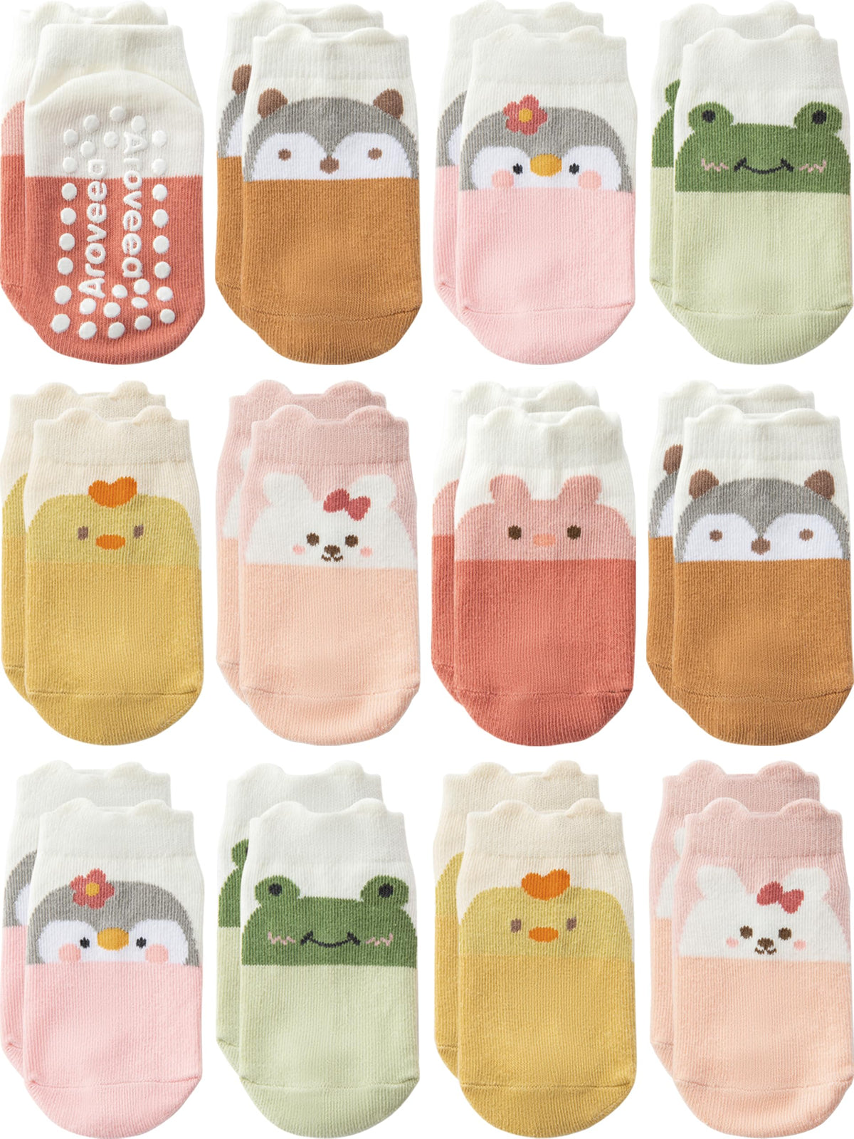 Baby Toddler Socks Grip Non Slip Boys Girls Kids Cotton 12 Pack Ankle Socks