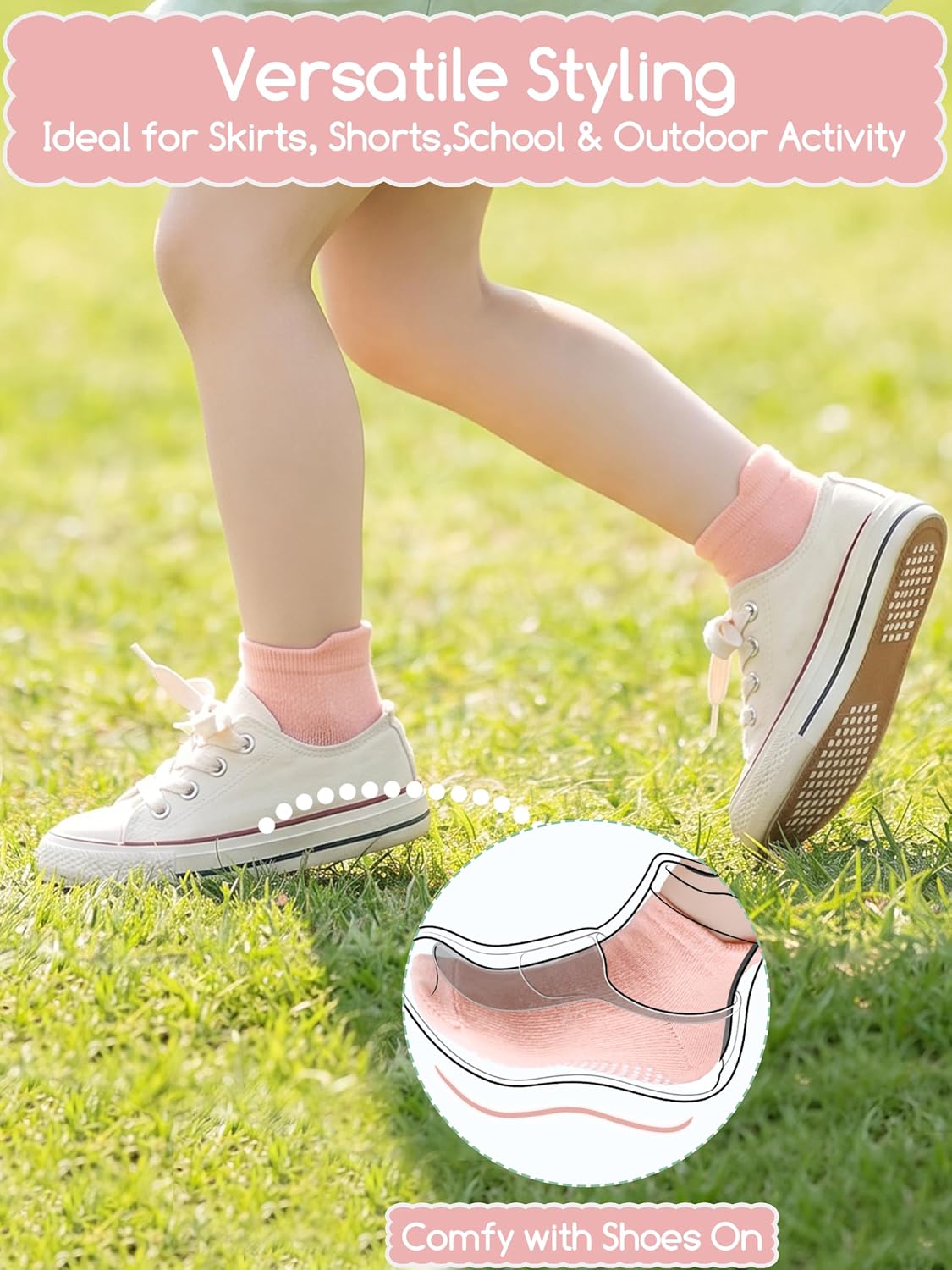 Aroveea Toddler Socks Non Slip Grip Baby Girls Kids Ankle Cute 12 Pack