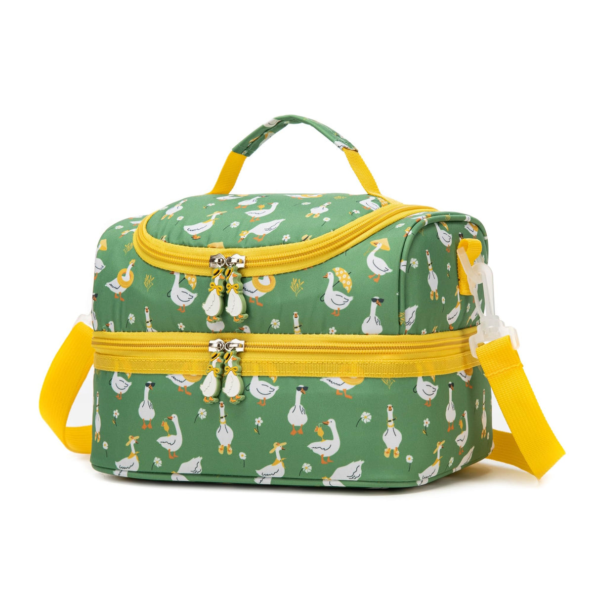 Insulated Kids Dual Compartment Lunch Bags Tote for Girls Boys Toddler Lunch Boxes Pre-School Toddler Kindergarten Elementary Picnic Food Cooler Thermal with Strap (Rainbow Daisies)