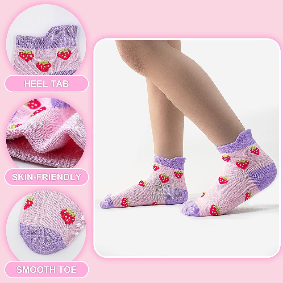 ELUTONG Toddler Socks with Grips Anti Slip Ankle Socks 12 Pairs for 1-7 Years Boys Girls Kids Infant Baby
