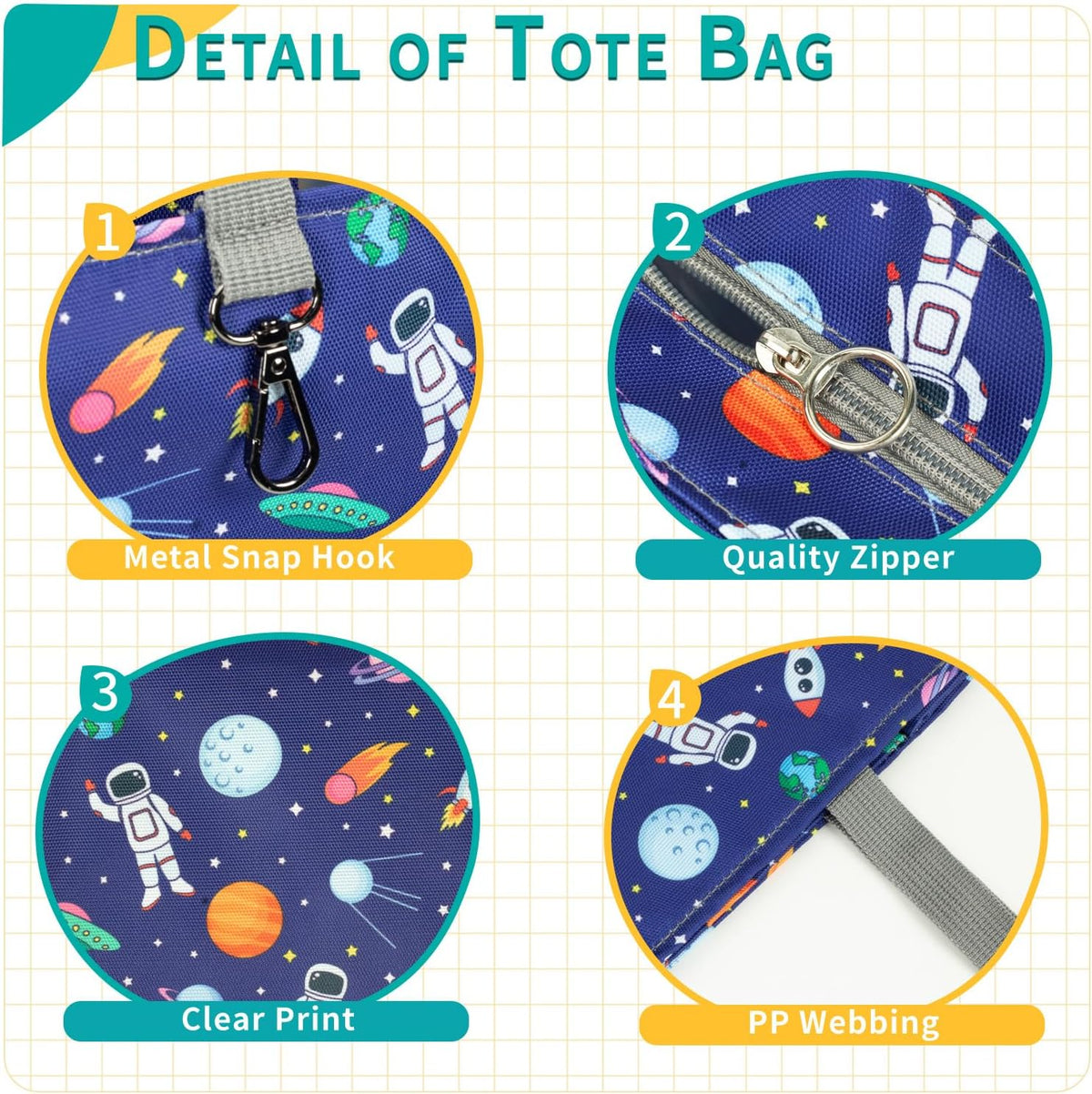 Kids Cute Tote Bags for Boys Girls Ages 4-16,Handbags with Pencil Case, Book Tote Bags with Zipper for School and Playtime (grey)