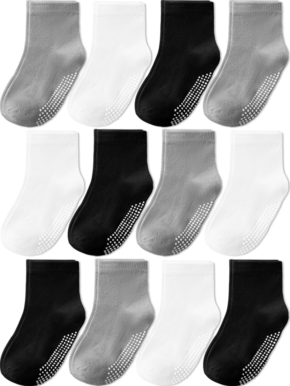 Aroveea Toddler Socks Non Slip Grip Ankle Baby 12 Pack for Kids Boys Girls