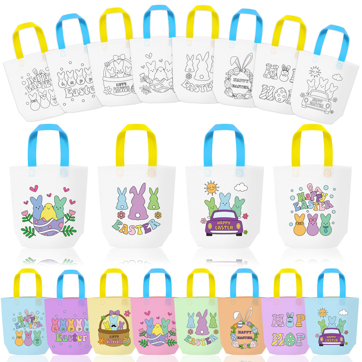 24Pcs Cartoon Coloring Goodie Bags for Kids Party Favor Classroom Reward