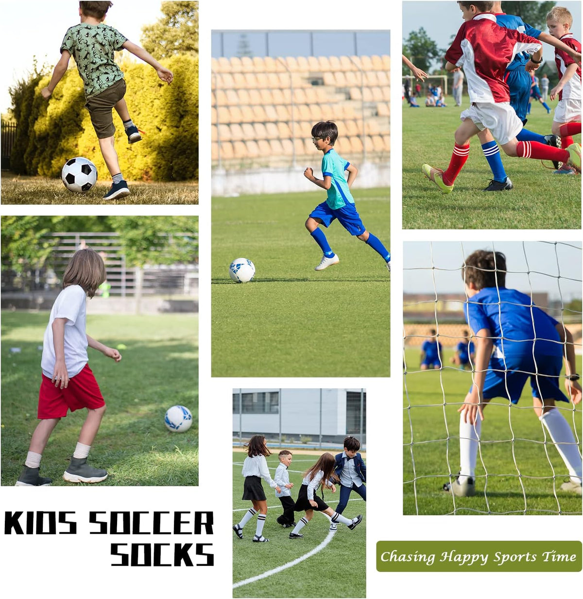 Zando 4 Pairs Kids Soccer Socks Athletic Youth Boys Girls Knee High Socks