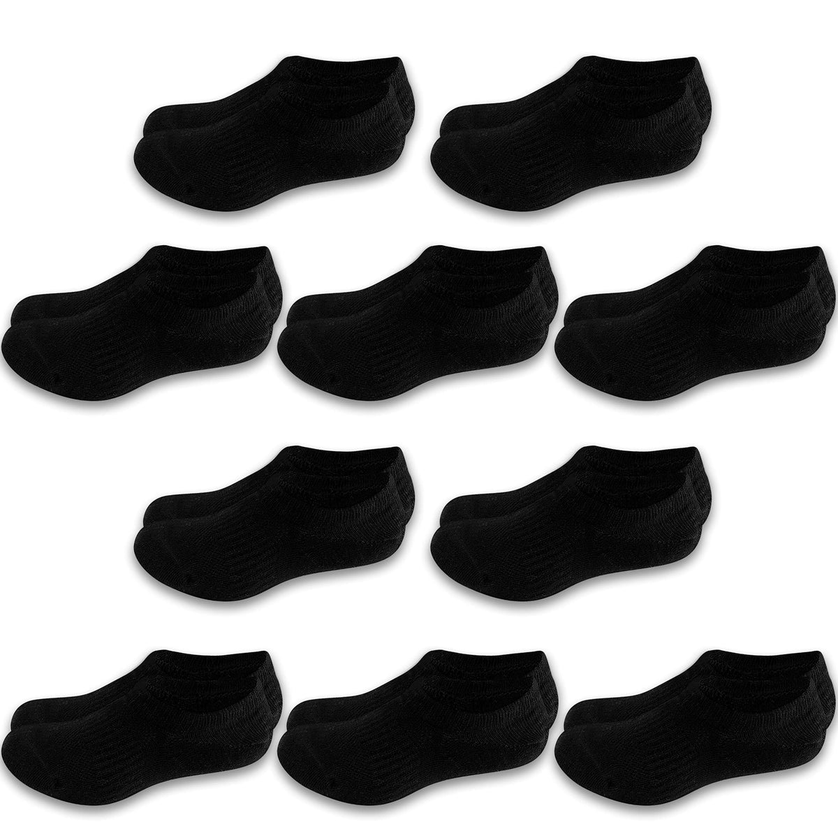 Cozi Foot 10 Pairs Boys Girls No Show Socks Cotton Non Slip Low Cut Socks