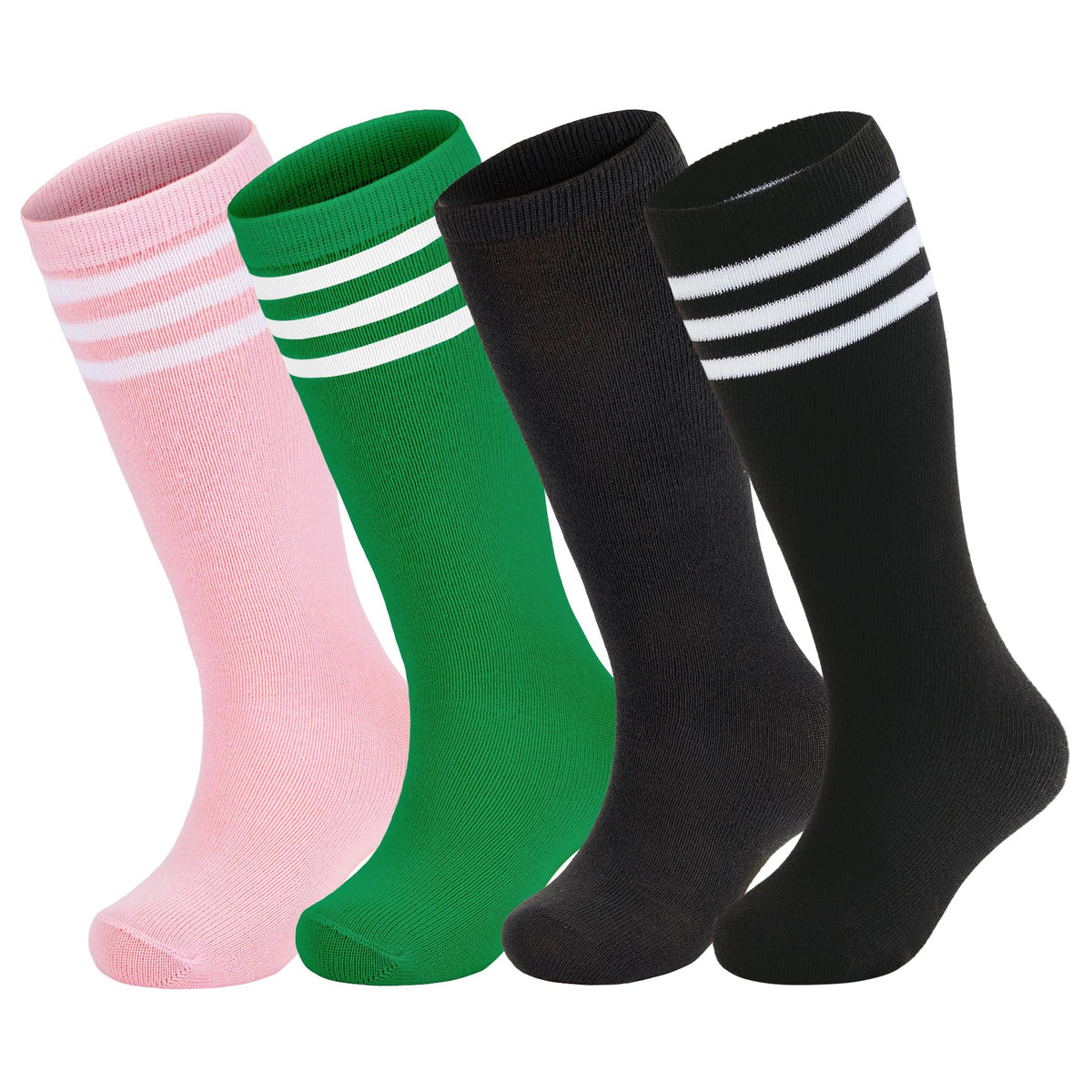 Zando 4 Pairs Kids Soccer Socks Athletic Youth Boys Girls Knee High Socks