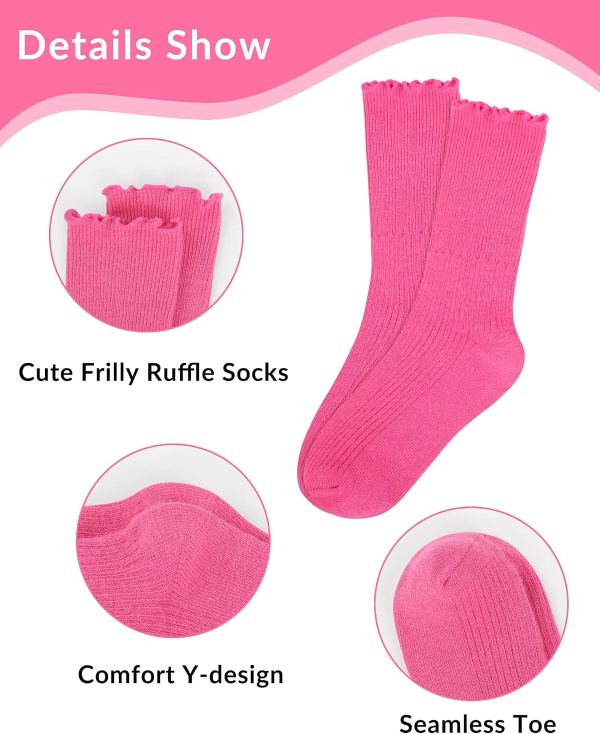 Witwot Ruffle Socks for Girls Kids Toddler Turn Cuff Dress School Uniform Sock