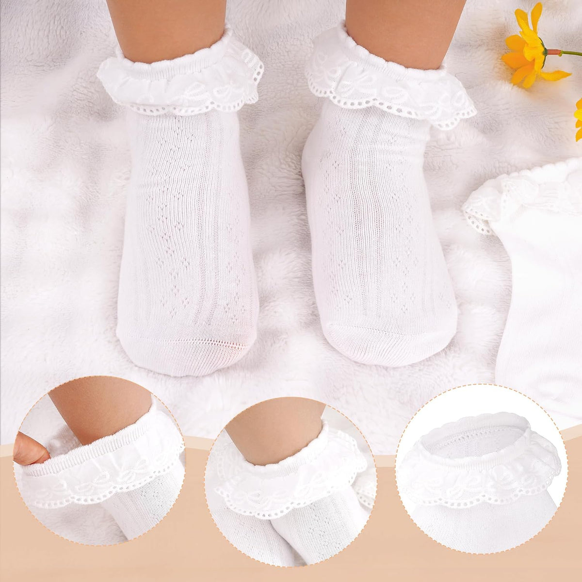 Girls Ruffle Socks White Frilly Socks for Girls Toddler Princess Dress Up