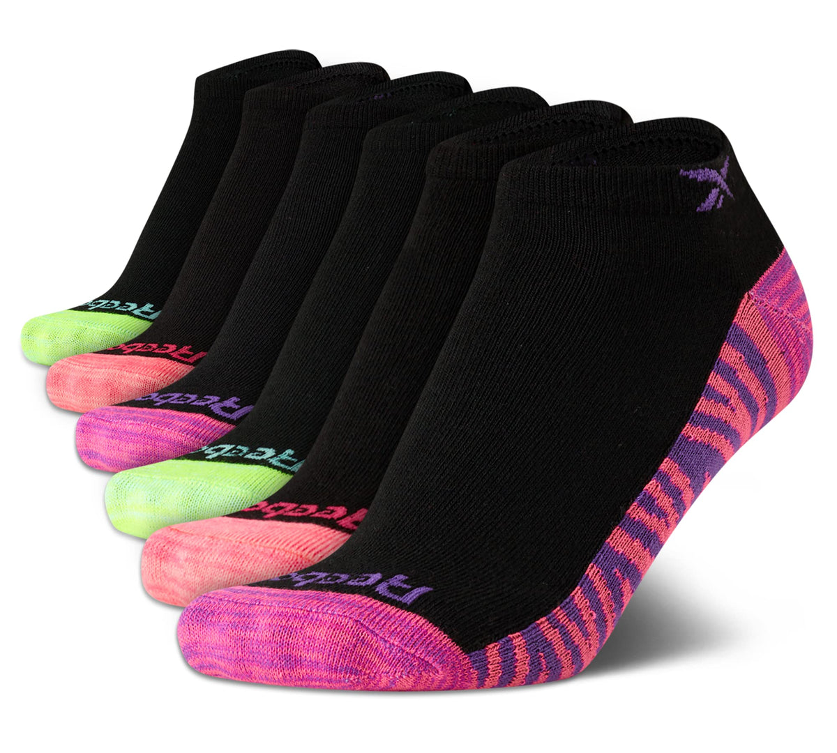 Reebok Girls Low Cut Socks 6 Pack Lightweight Performance Athletic Socks