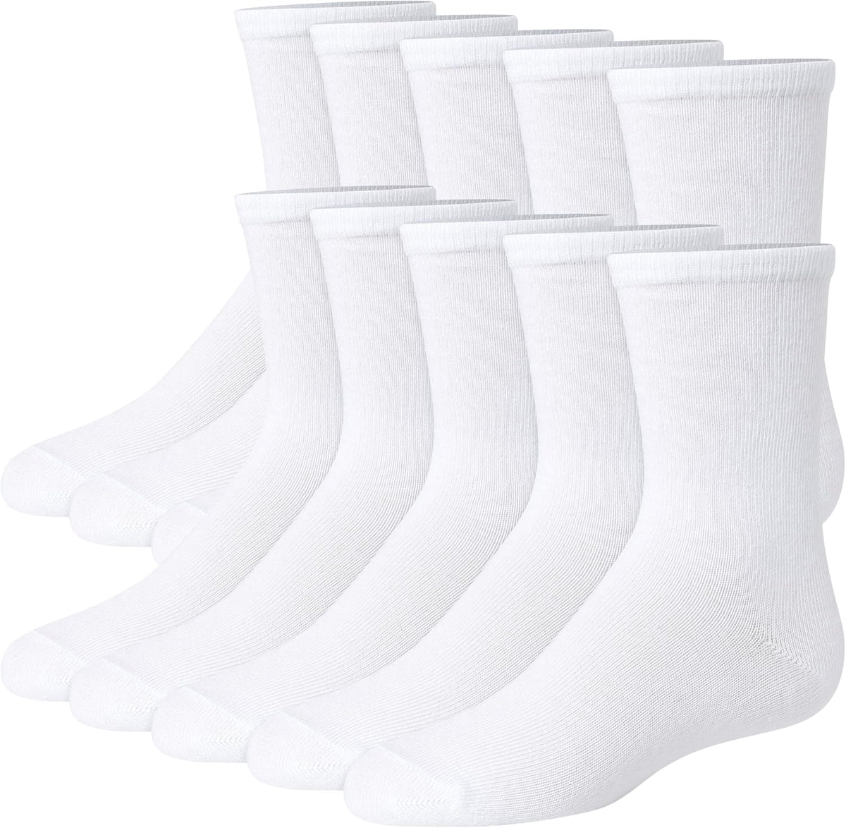 Hanes Girls' Uniform Crew Socks, Plain Crew Socks, Knit Crew Socks for School Or Play, 10-pairs