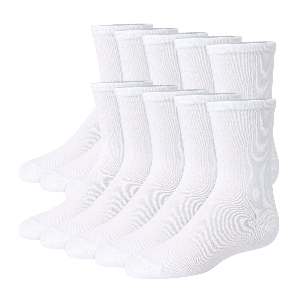 Hanes Girls' Uniform Crew Socks, Plain Crew Socks, Knit Crew Socks for School Or Play, 10-pairs