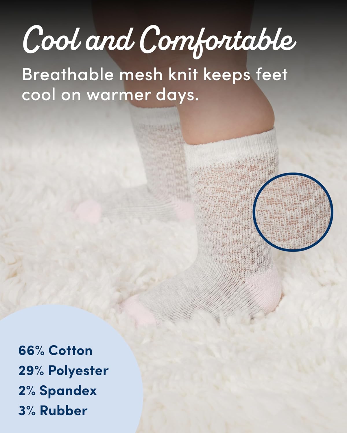 Fruit of the Loom All Weather Baby & Toddler Socks - Cotton Crew Socks with Grips for Boys, Girls and Unisex
