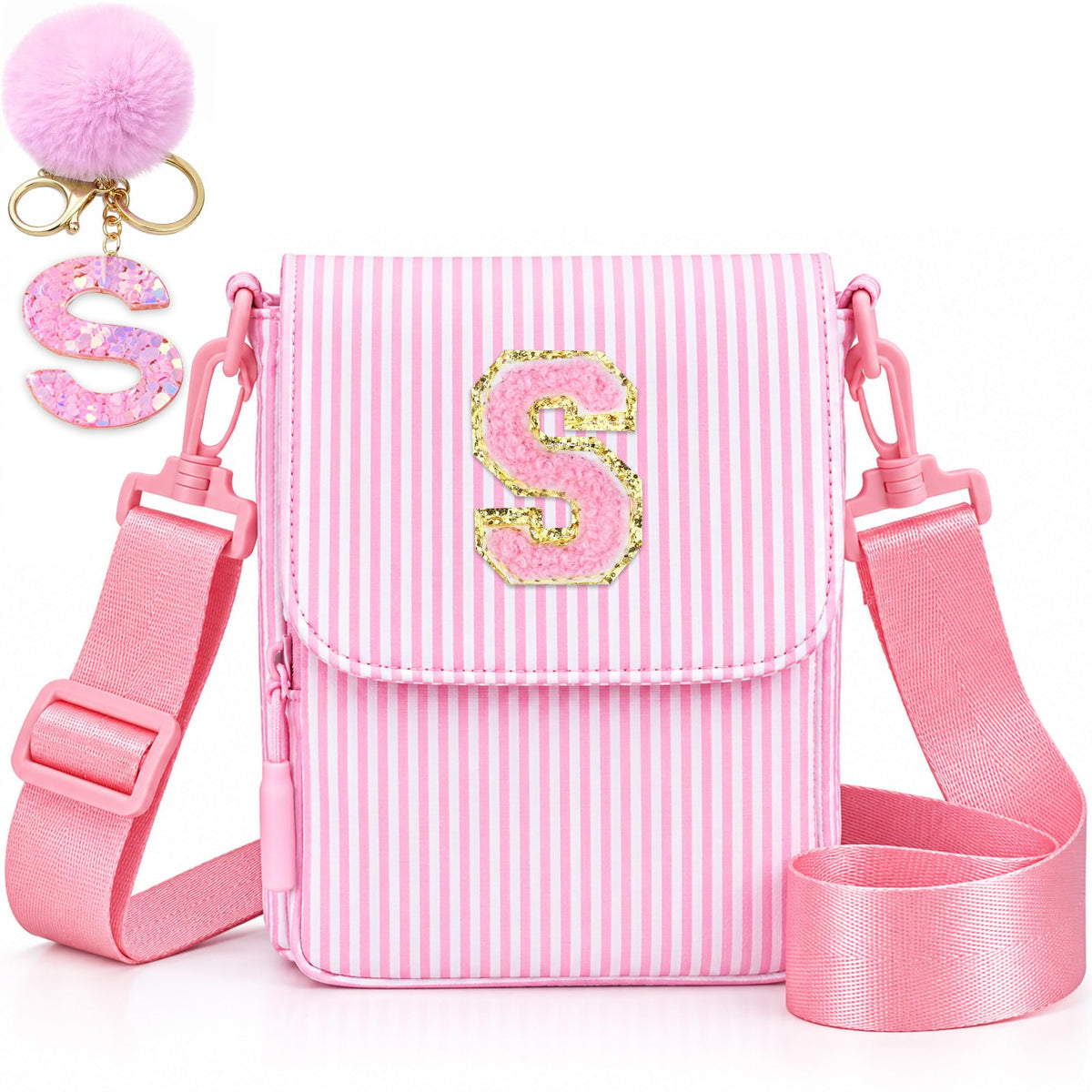 Crossbody Purse for Teen Girls Gifts - Girls Cell Phone Crossbody for Initial Kids Purse with Card Slots Personalized Pink R