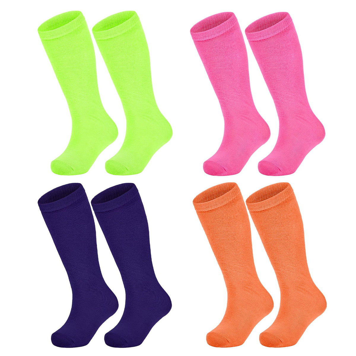 Zando 4 Pairs Kids Soccer Socks Athletic Youth Boys Girls Knee High Socks