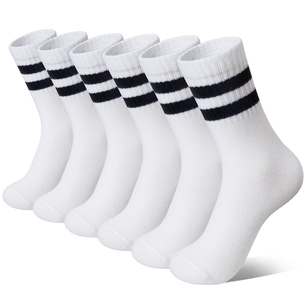 Eyean Kids Athletic Crew Socks Boys Girls Cotton School Uniform Casual Basic Socks 6 Pairs