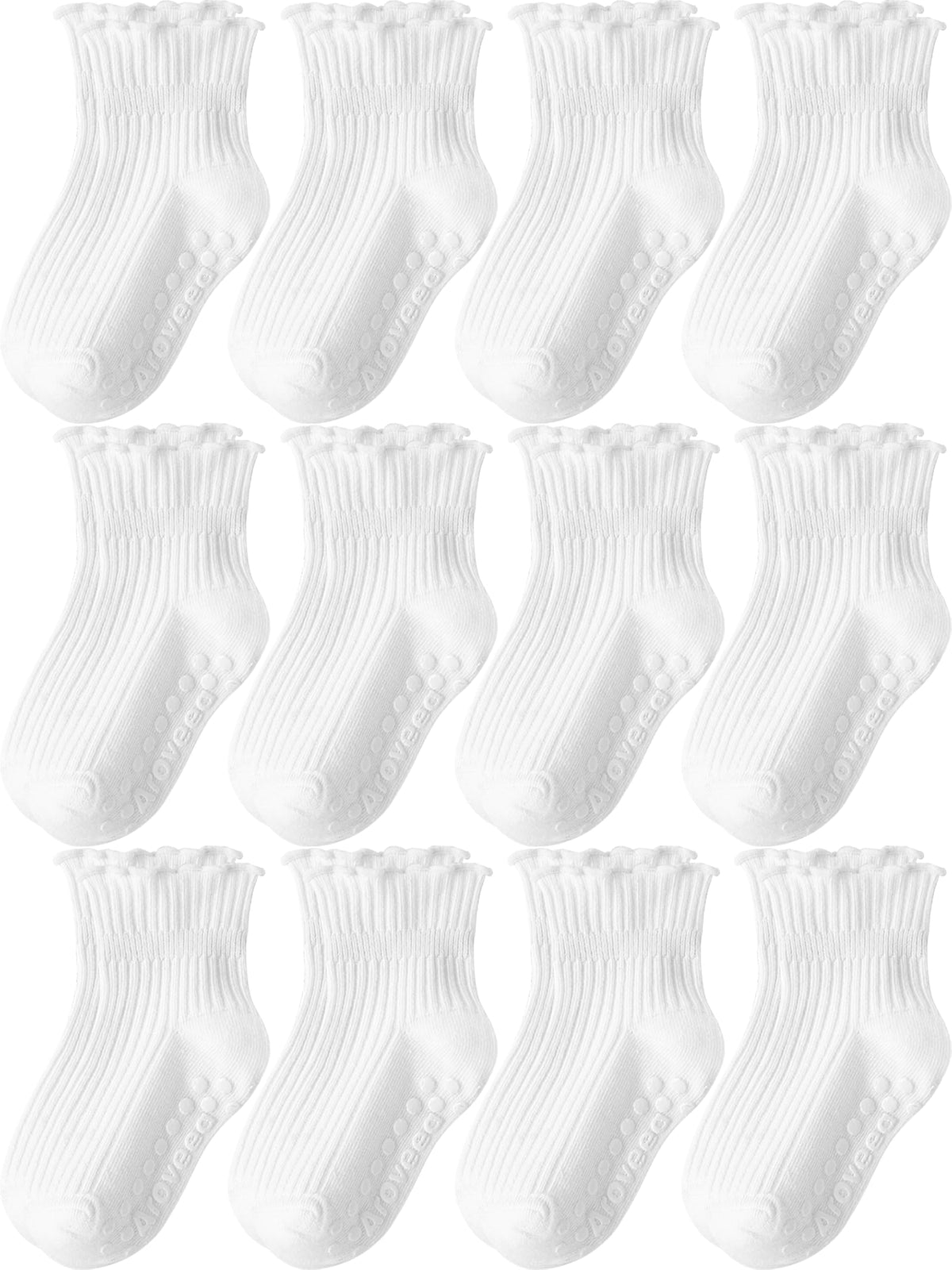 Aroveea Toddler Socks Non Slip Grip Baby Girls Kids Ankle Cute 12 Pack