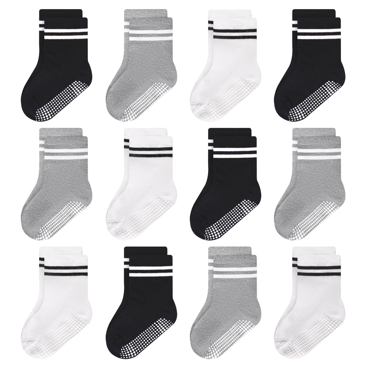 ELUTONG Toddler Socks with Grips Anti Slip Ankle Socks 12 Pairs for 1-7 Years Boys Girls Kids Infant Baby