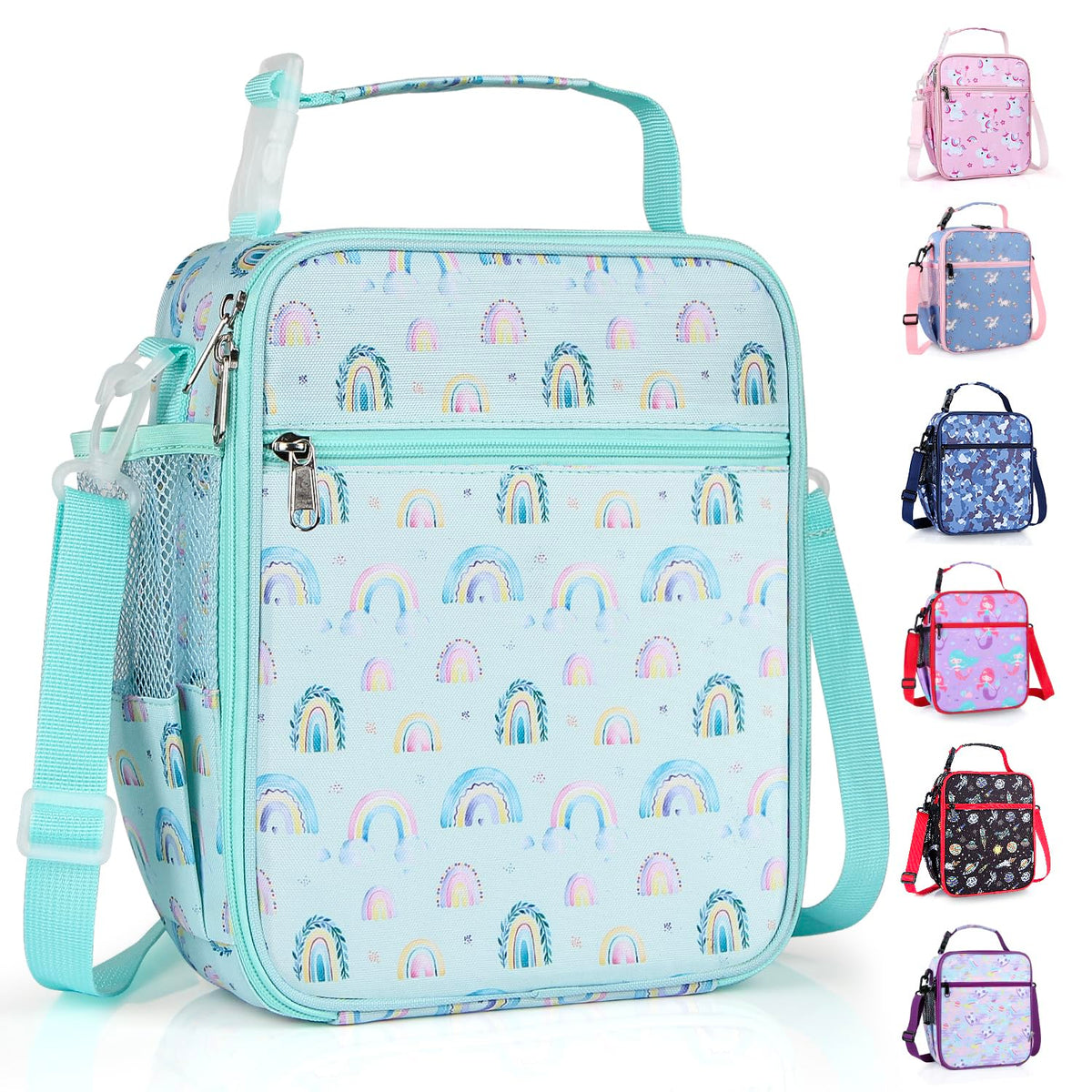 Kids Insulated Lunch Box Bag, Thermal Picnic Cool Bags with Adjustable Strap for Adults Children Women Men Boys Girls School Work (CAM-Blue)