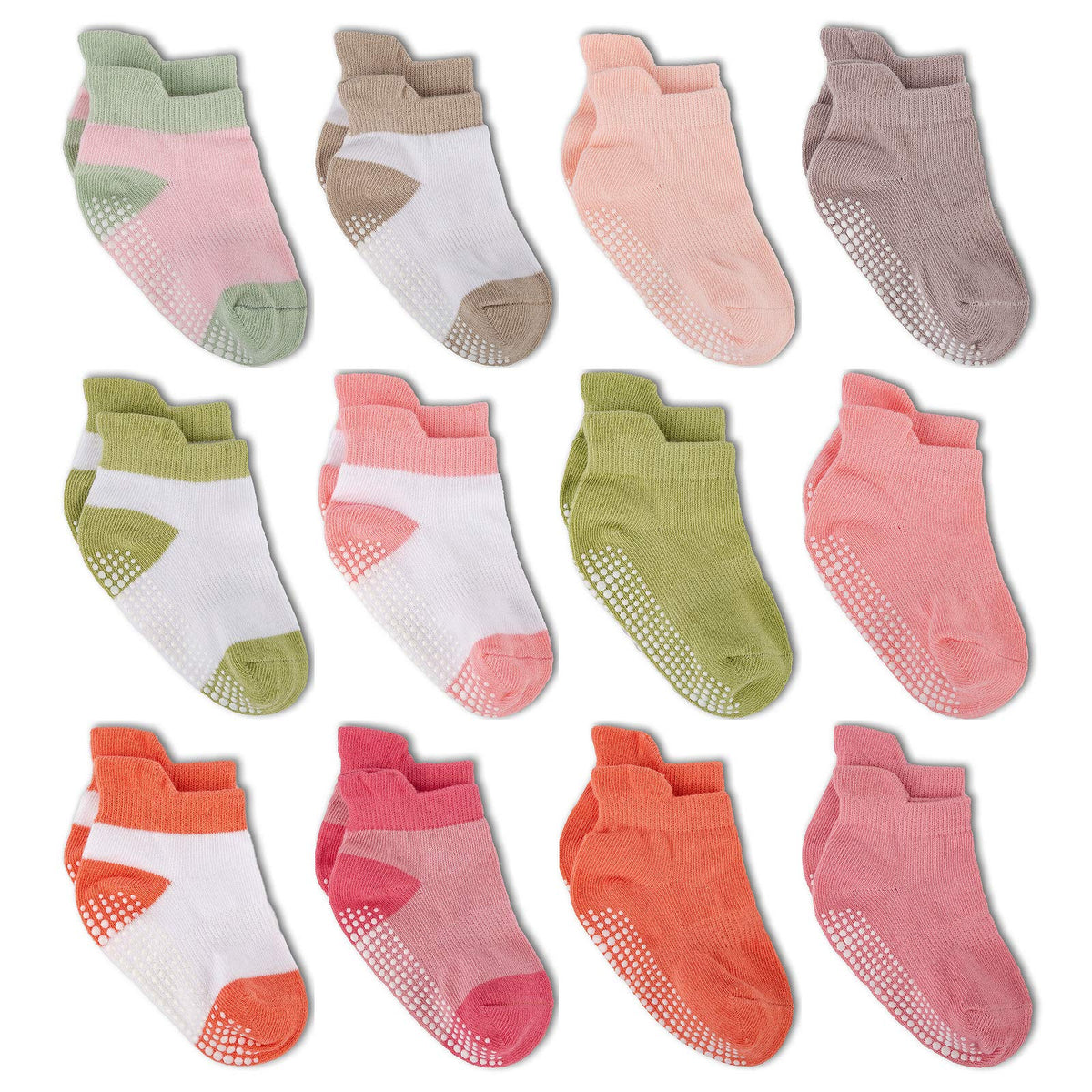 Zaples Baby Non Slip Grip Ankle Socks with Non Skid Soles for Infants Toddlers Kids Boys Girls
