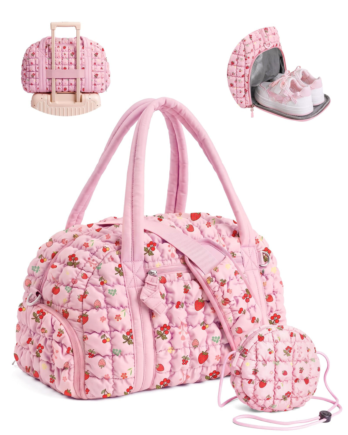 Duffel Bag for Girls Kids Teens Cute Dance Travel Gym Bags, Purple