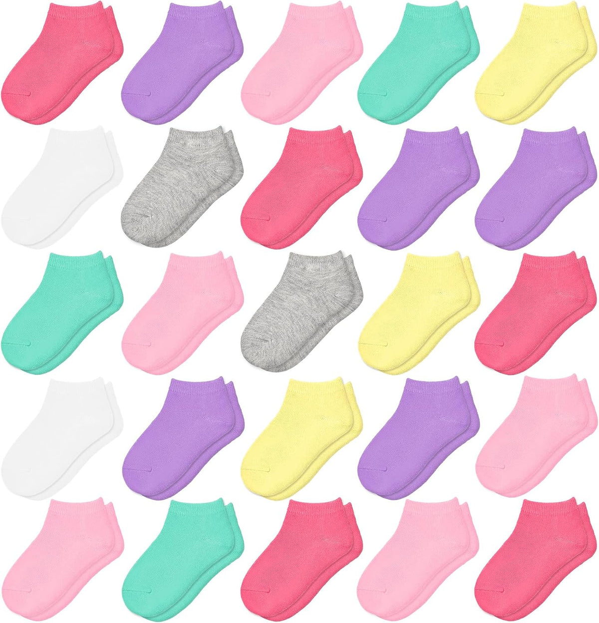 25 Pairs Toddler Girls Ankle Socks Soft Low Cut for Kids Aged 1-14