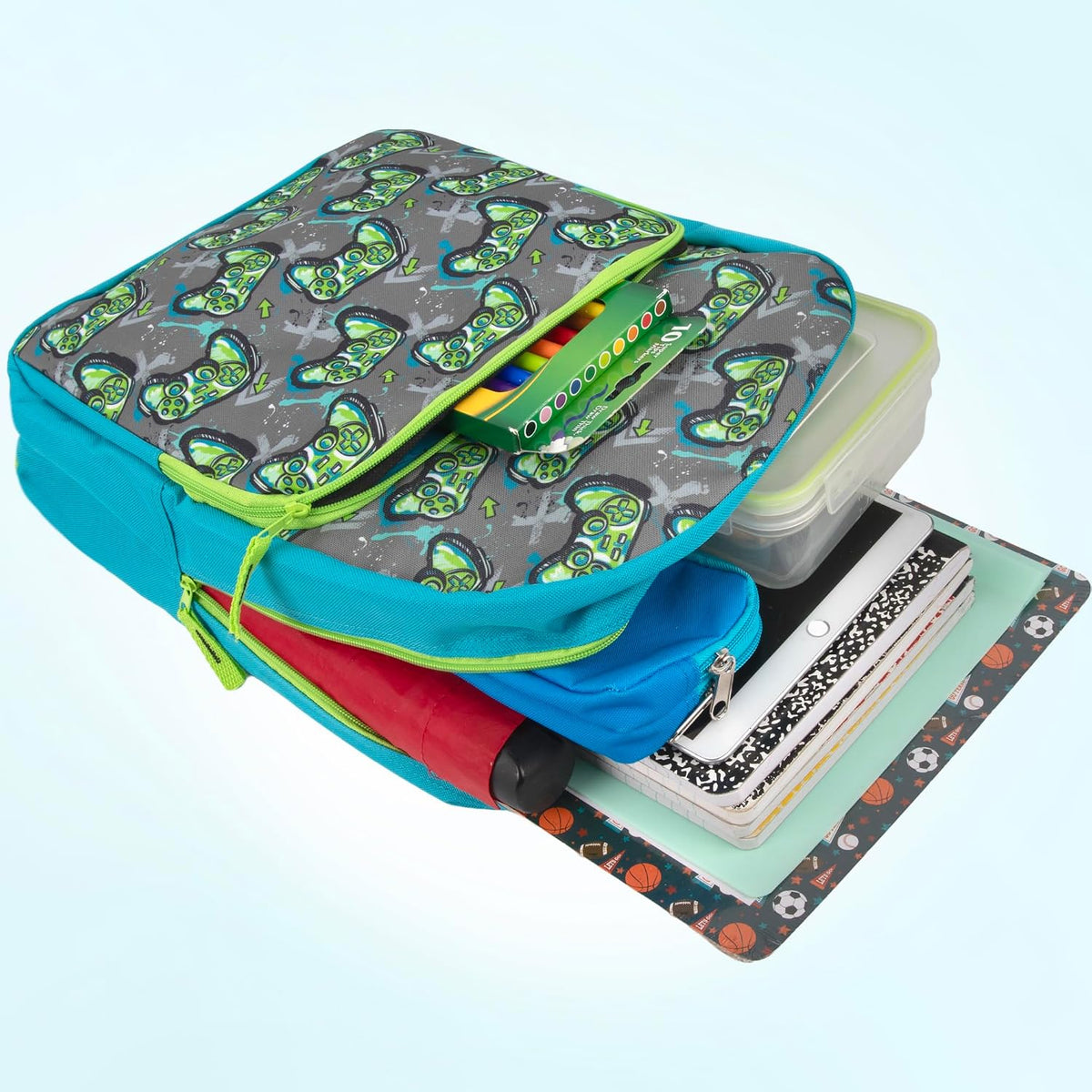 Trail maker Fun School Backpack for Elementary Middle School Girls and Boys | 17 Inch Printed Backpacks for School Kids, Travel (Game Controllers)