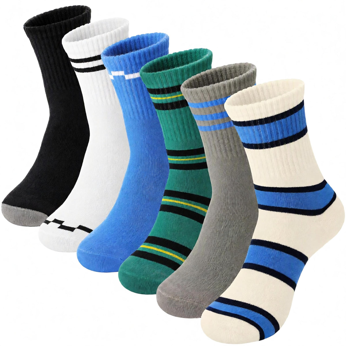 Sandsuced 6 Pairs Girls Kids Socks Athletic Basketball Sport Crew Youth Cotton Soft Breathable Socks for Outdoor