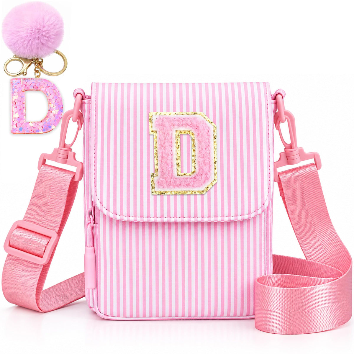Crossbody Purse for Teen Girls Gifts - Girls Cell Phone Crossbody for Initial Kids Purse with Card Slots Personalized Pink R