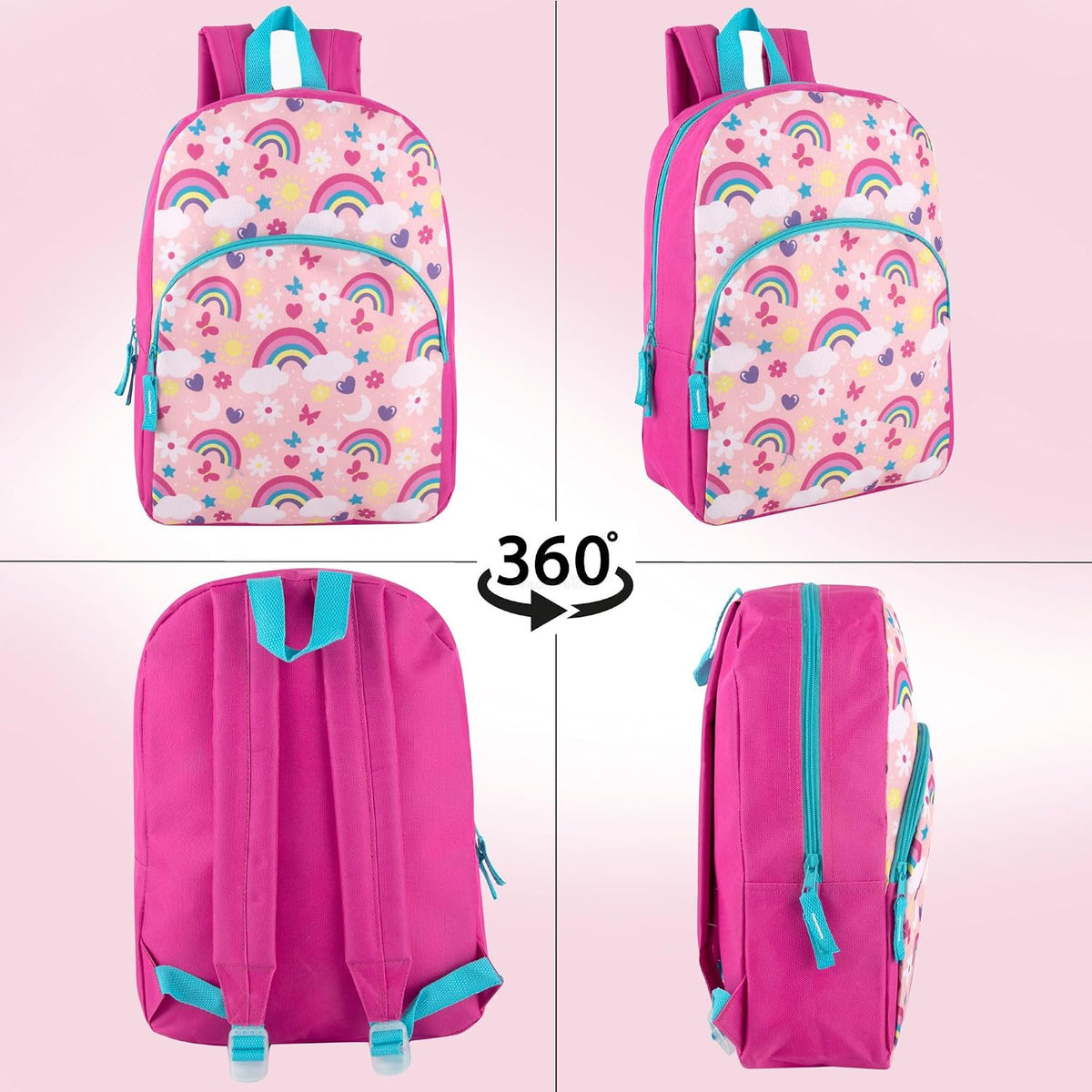 Trail maker 15 Inch Kids Backpacks for Boys & Girls | Preschool, Kindergarten, Elementary School Backpacks with Adjustable, Padded Straps (Radiant Rainbows)