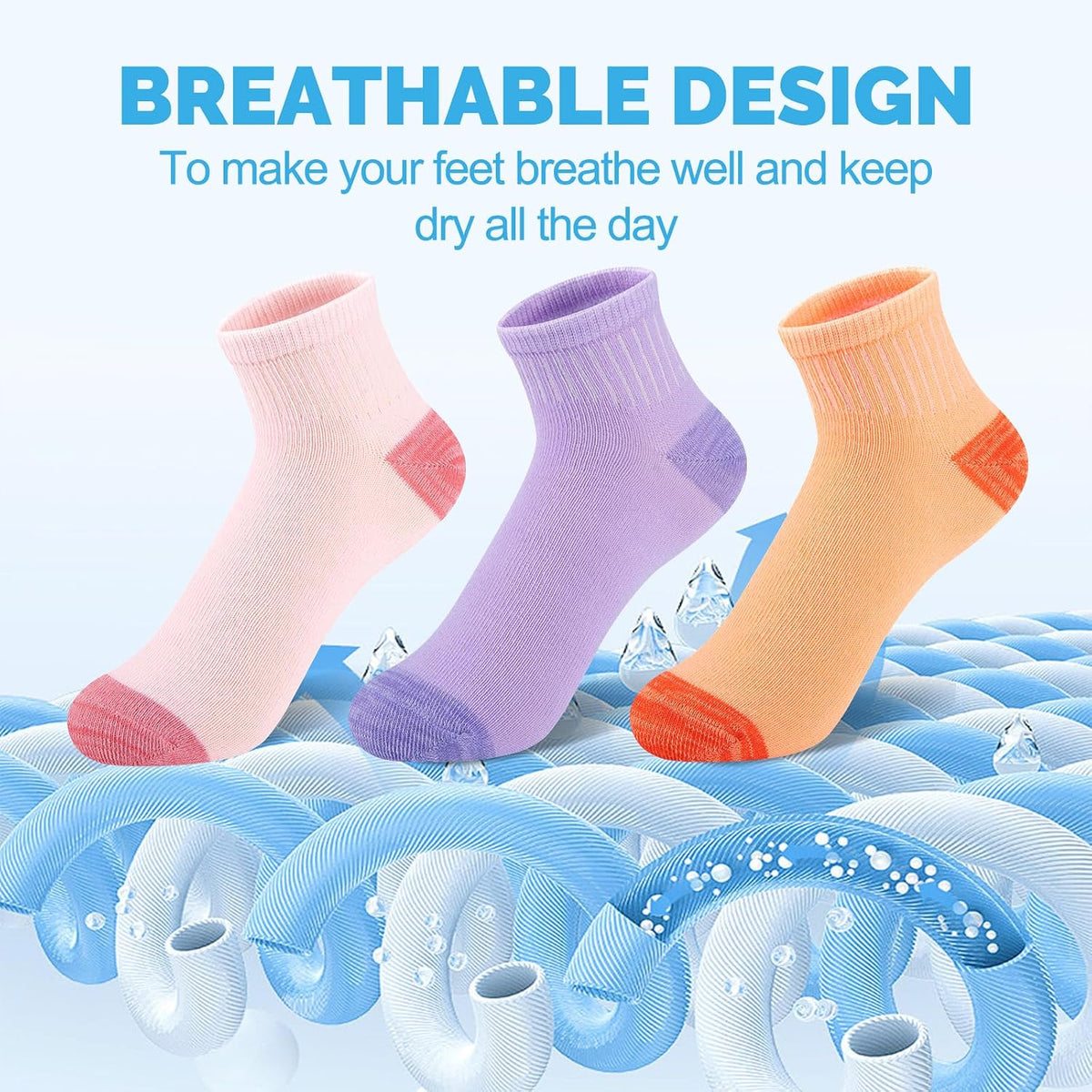 20 Pairs Girls Ankle Socks, 4-7/7-10/10-12 Years Old, Color&White Socks for Kids, Comfortable Little Girls Sock