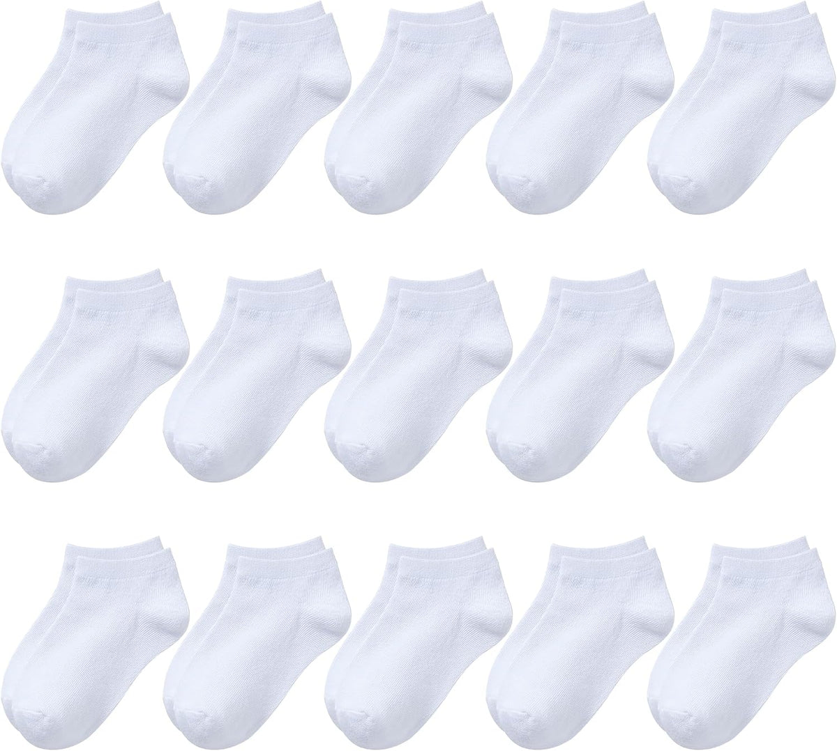 BOOPH 15Pcs Kids Socks for Boys Girls Cushion Low Cut Athletic Ankle Socks