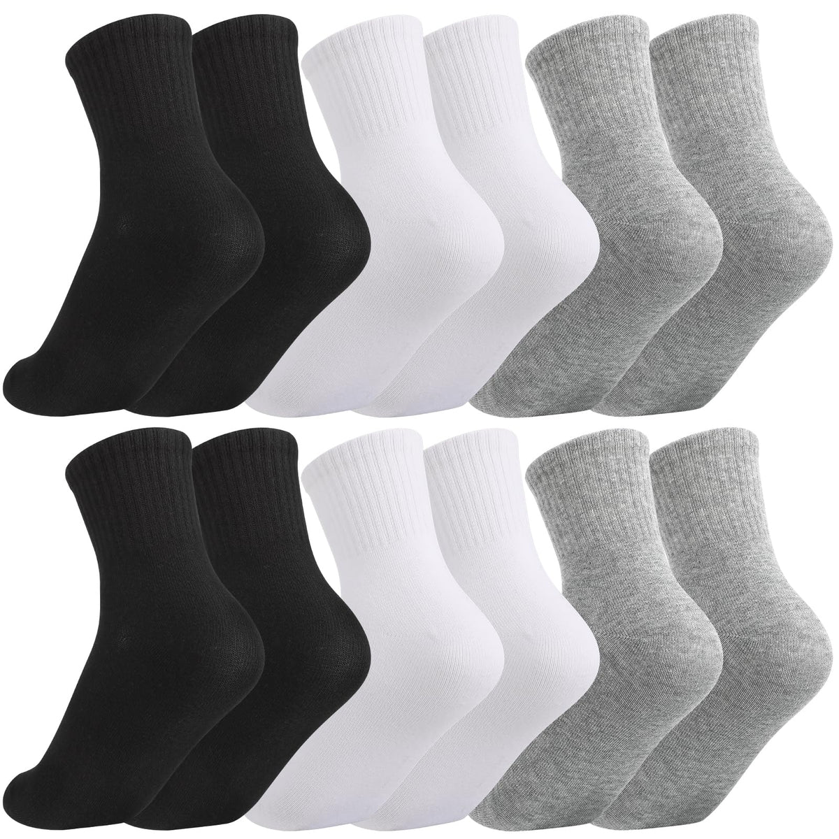 Jspupifip 6 Pairs Kids Girls Pink White Crew Athletic Socks Age 3-12 Years
