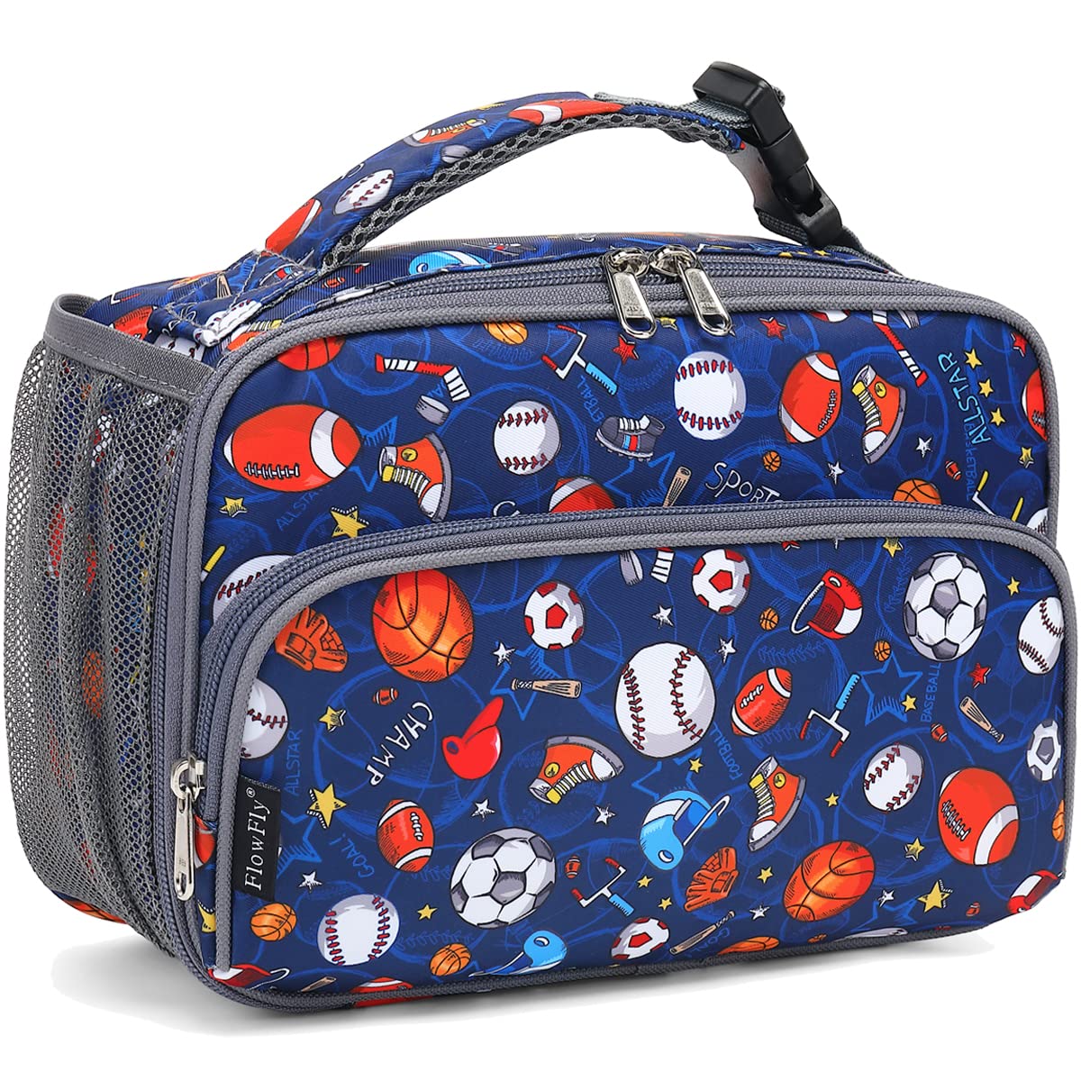 FlowFly Kids Lunch box Insulated Soft Bag Mini Cooler Back to School Thermal Meal Tote Kit for Girls, Boys, Car