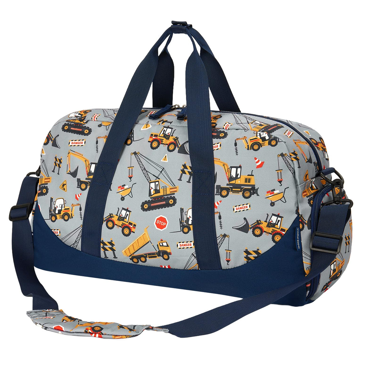 Choco Mocha Kids Duffle Bag, Boys Basketball Overnight Travel Bags for Weekender Kid with Shoes Compartment, Large Sleepover Bag for Gym Blue