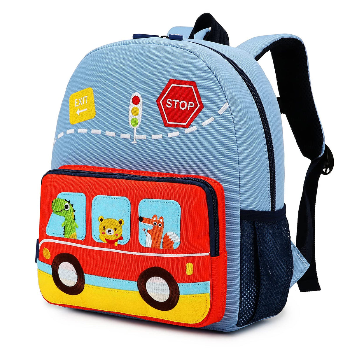 willikiva Car Dinosaur Kids Toddler Backpack for Boys and Girls Children Waterproof Preschool Bag(Red Scool Bus)