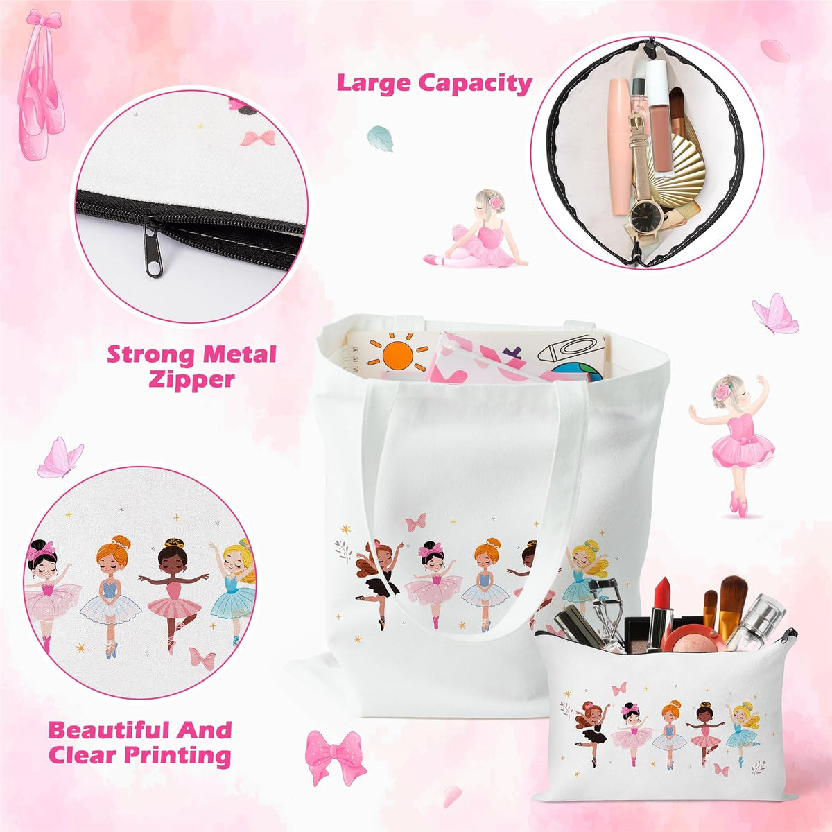 Y1tvei Ballet Canvas Bags Recital Gifts, Dance Girl Birthday Party Favors