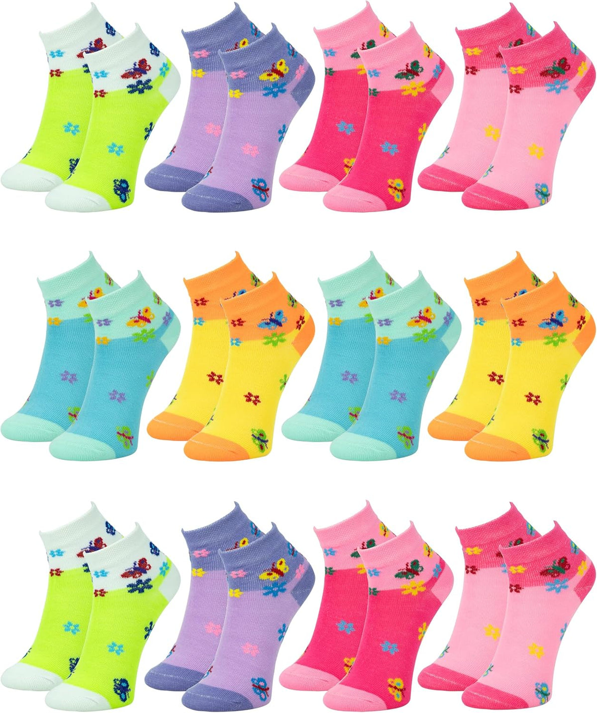 Gelante 12 Pairs Girl Children Toddler Kids Cotton Ankle Socks