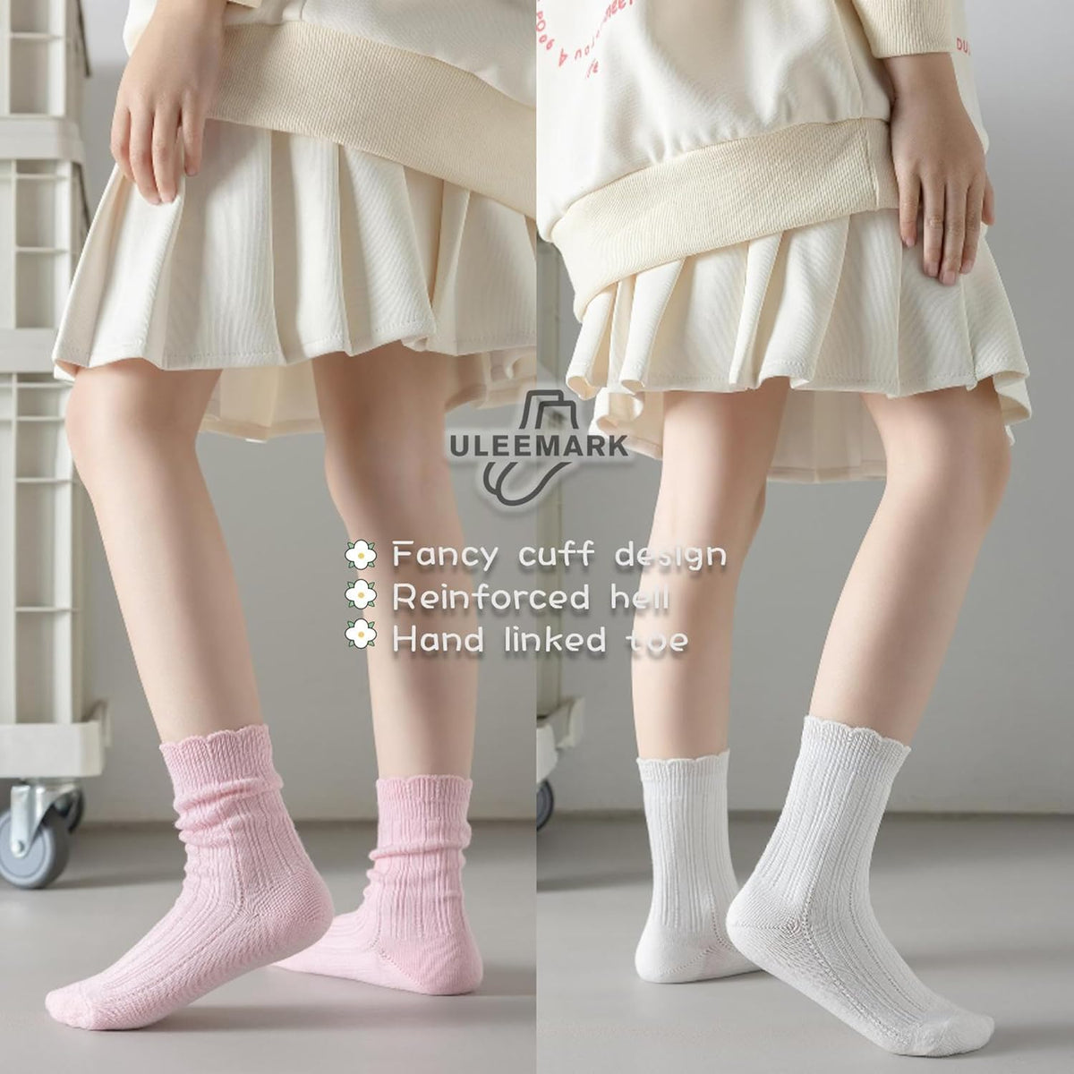 Girl Ruffle Socks, 6 Pairs, 4T-10T, Frilly Dress Crew Socks