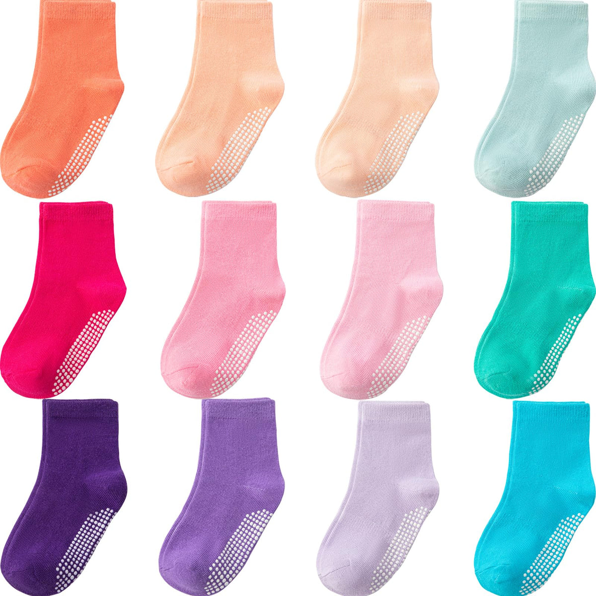 Aroveea Toddler Socks Non Slip Grip Baby Girls Kids Ankle Cute 12 Pack