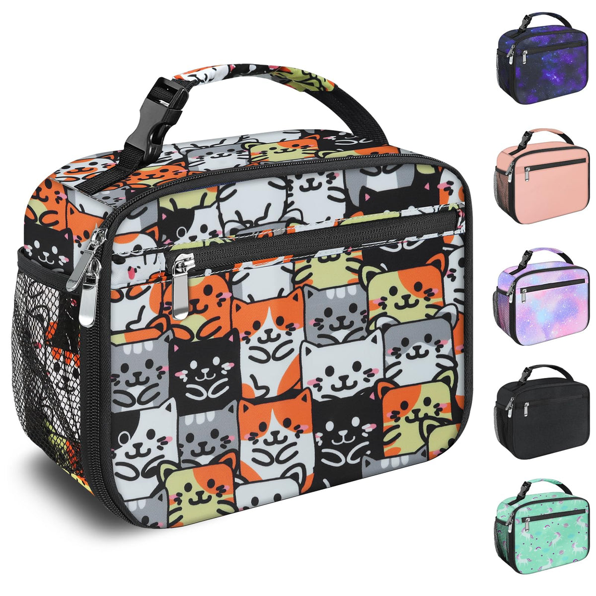 Kids Lunch Box for Boys Girls Lunch Bag Insulated Durable Lunchbox Children Lunch Tote Bag for School Black