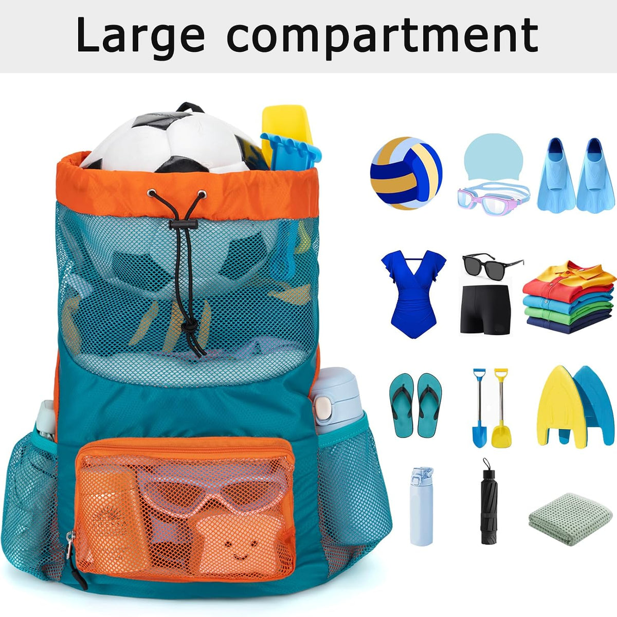 Swim Bag for Kids Mesh Drawstring Backpack for Boys Sport Gym Sackpack