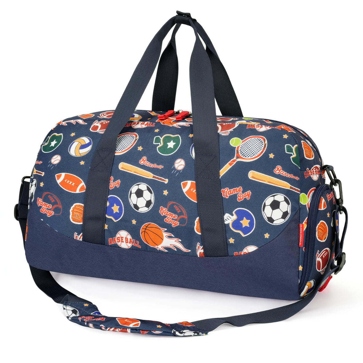 Choco Mocha Kids Duffle Bag, Boys Basketball Overnight Travel Bags for Weekender Kid with Shoes Compartment, Large Sleepover Bag for Gym Blue